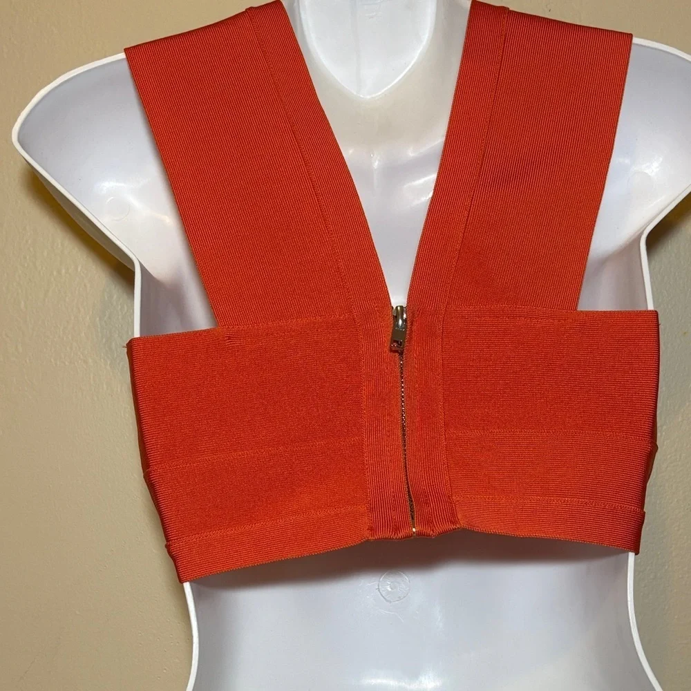 Elegant Deep V Orange Bra